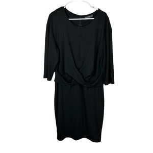 ELOQUII stretchy knit drape front black dress size 18